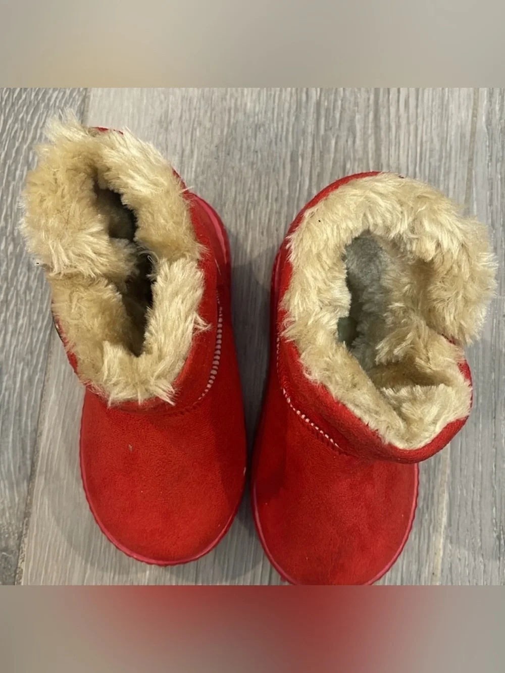 China Buttons City Toddler Girls Boots, Red, Fleece Lined Size 26